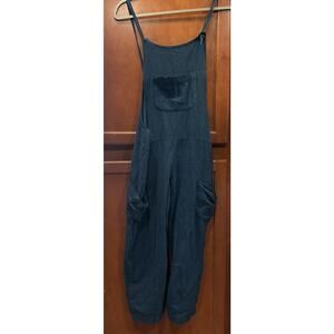 Earthbound Trading Co Boho Pocket Hemp Blend Jumpsuit Dungaree Blue S